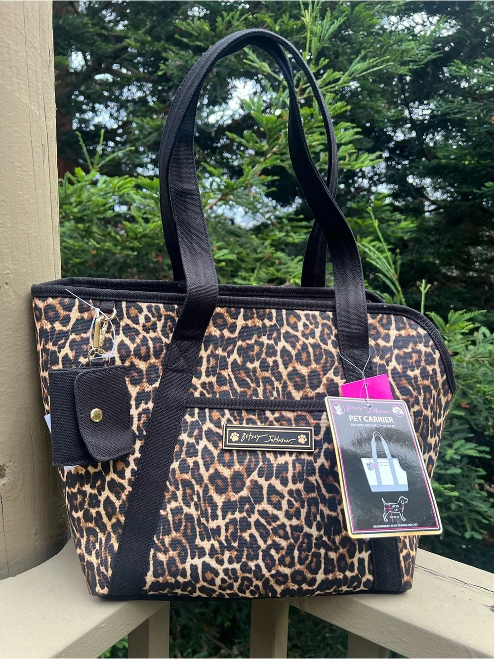 Betsey Johnson Leopard Pet Carrier with Pouch